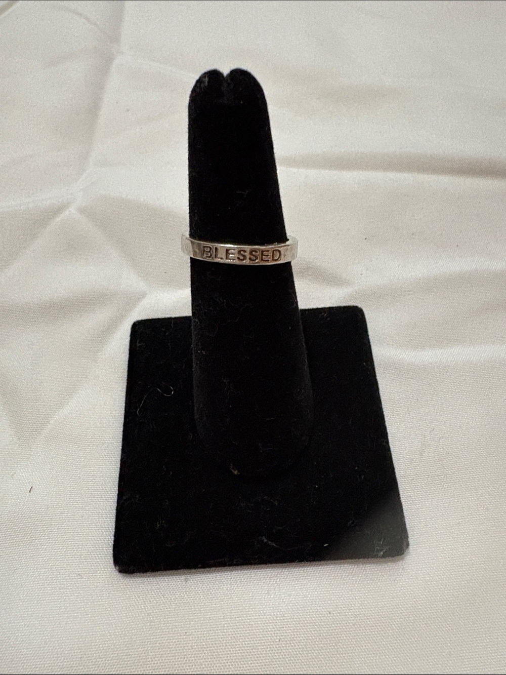 Sterling Silver "BLESSED" Band Ring - Size 6